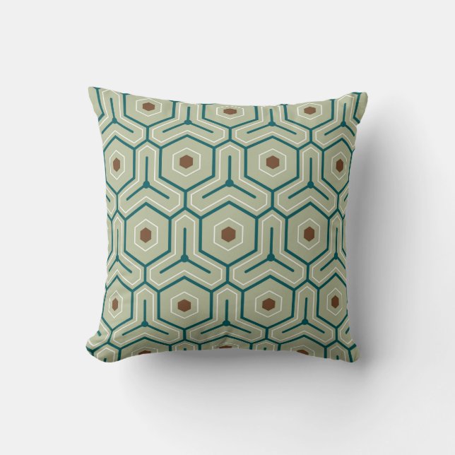 Geometric pattern with interlocking hexagons throw pillow (Front)