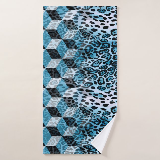 Geometric pattern with leopard skin, leopard patte bath towel (Bath Towel)