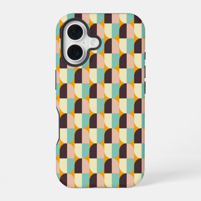 Geometric pattern with overlapping half-circles iphone case (Back)