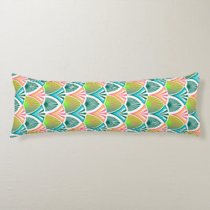 Geometric pattern with palm leaves and flowers body pillow