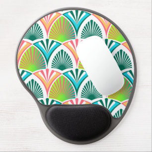 Geometric pattern with palm leaves and flowers gel mouse pad