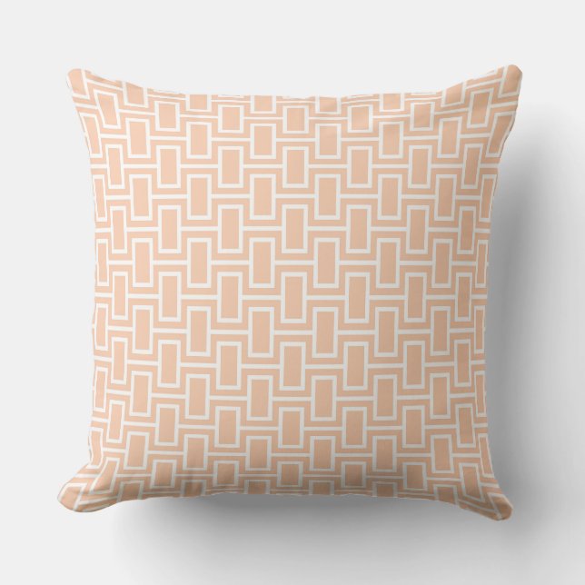 Geometric Pattern with Peach and White Rectangle Throw Pillow (Front)