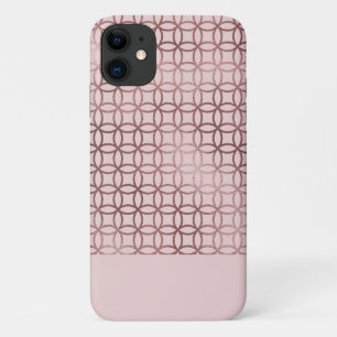 Geometric Pattern with Rose Gold Foil Texture iPhone 11 Case