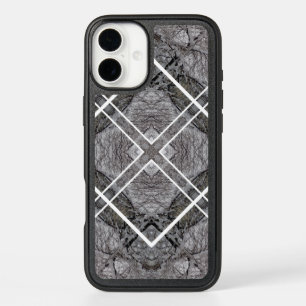 Geometric Pattern with Snowy Winter Trees iPhone 16 Plus Case
