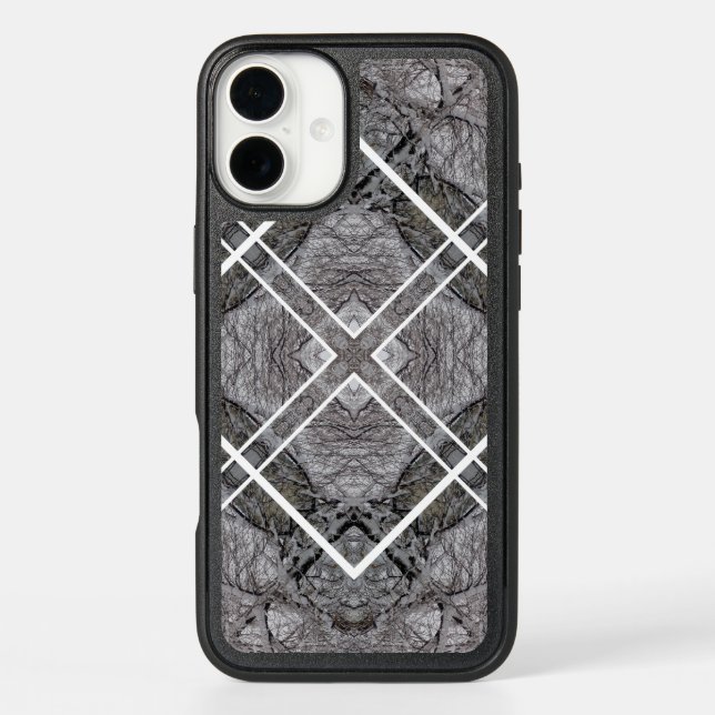 Geometric Pattern with Snowy Winter Trees Otterbox iPhone Case (Back)