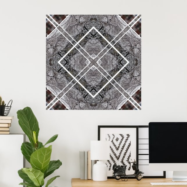 Geometric Pattern with Snowy Winter Trees Poster (Home Office)