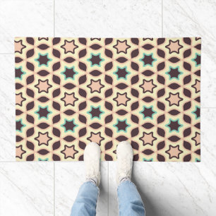 Geometric pattern with star shapes in brown and t Doormat