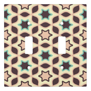  Geometric pattern with star shapes in brown and t Light Switch Cover