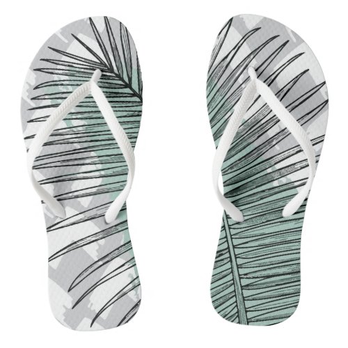 Geometric Pattern With Tropical Leaf Flip Flops