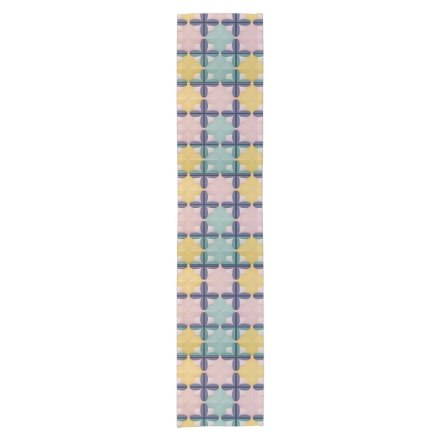 Geometric Pattern With Vivid Colors Short Table Runner (Front)