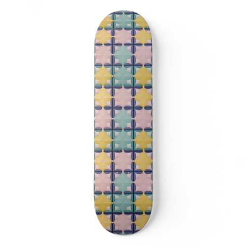 Geometric Pattern With Vivid Colors Skateboard