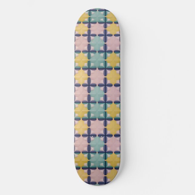 Geometric Pattern With Vivid Colors Skateboard (Front)