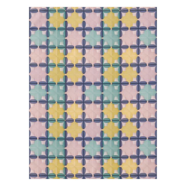 Geometric Pattern With Vivid Colors Tablecloth (Front)