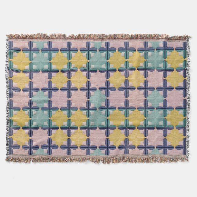 Geometric Pattern With Vivid Colors Throw Blanket (Front)
