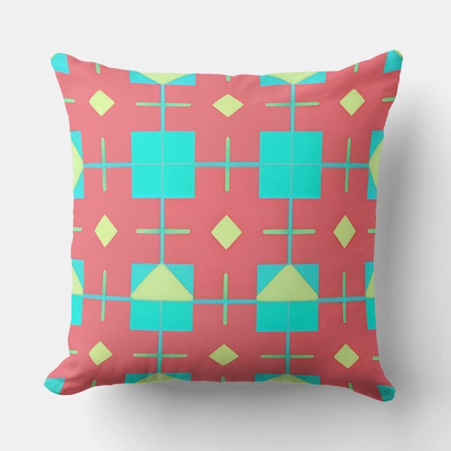 Geometric Pattern With Vivid Colors Throw Pillow (Front)