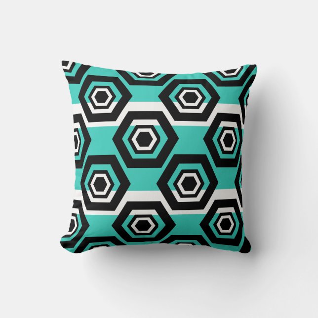 Geometric pattern with White Stripes Throw Pillow (Front)