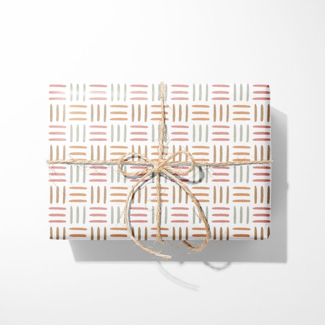 Geometric Pattern Wrapping Paper Pink Boho Lines  (Creator Uploaded)