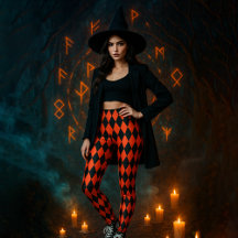 Geometric Patterned Black Red Diamond Halloween