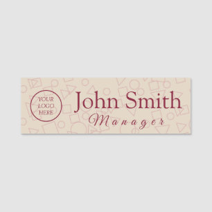 Geometric Patterned Name Tag with Elegant Shapes
