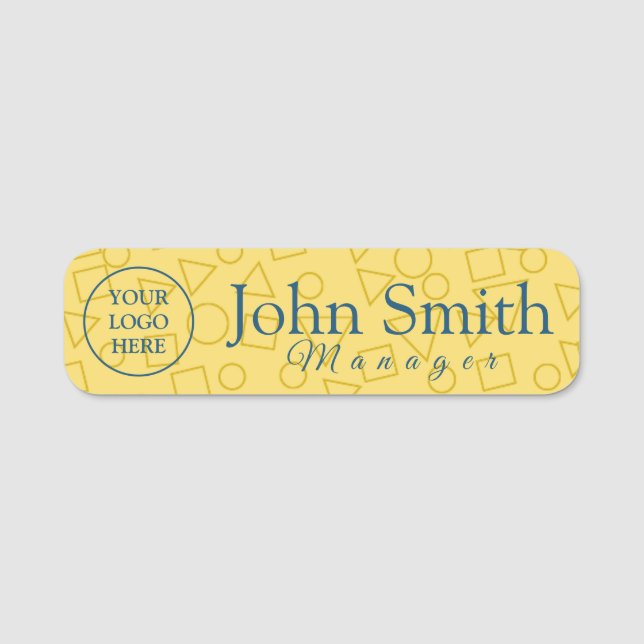Geometric Patterned Name Tag with Elegant Shapes (Front)