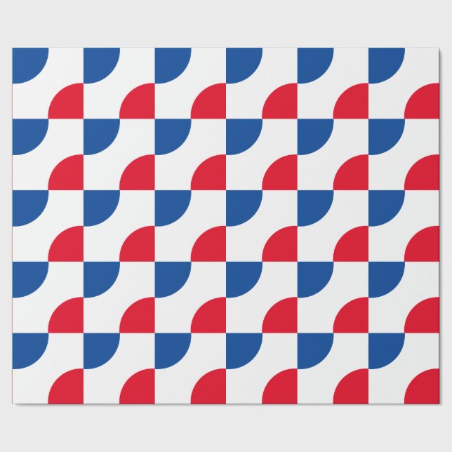 Geometric Patterns Camouflage Red Blue White Cool Wrapping Paper (Seam)