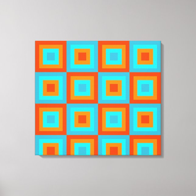 Geometric Patterns Color Turquoise Orange Canvas Print (Front)