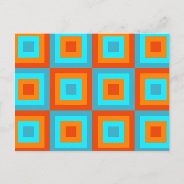 Geometric Patterns Color Turquoise Orange Postcard (Front)