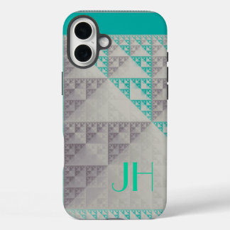 Geometric Patterns & Custom Monogram iPhone 16 Plus Case
