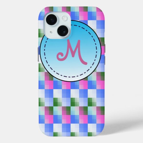 Geometric patterns  custom Monogram iPhone 15 Case