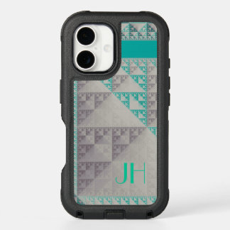 Geometric Patterns & Custom Monogram iPhone 16 Case