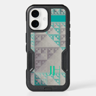 Geometric Patterns & Custom Monogram iPhone 16 Case