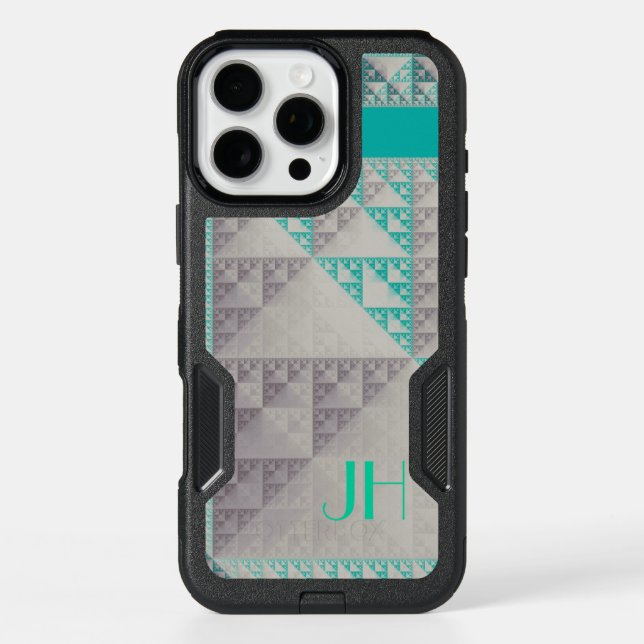 Geometric Patterns & Custom Monogram Otterbox iPhone Case (Back)