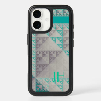 Geometric Patterns & Custom Monogram iPhone 16 Case