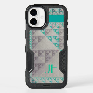 Geometric Patterns & Custom Monogram iPhone 16 Plus Case