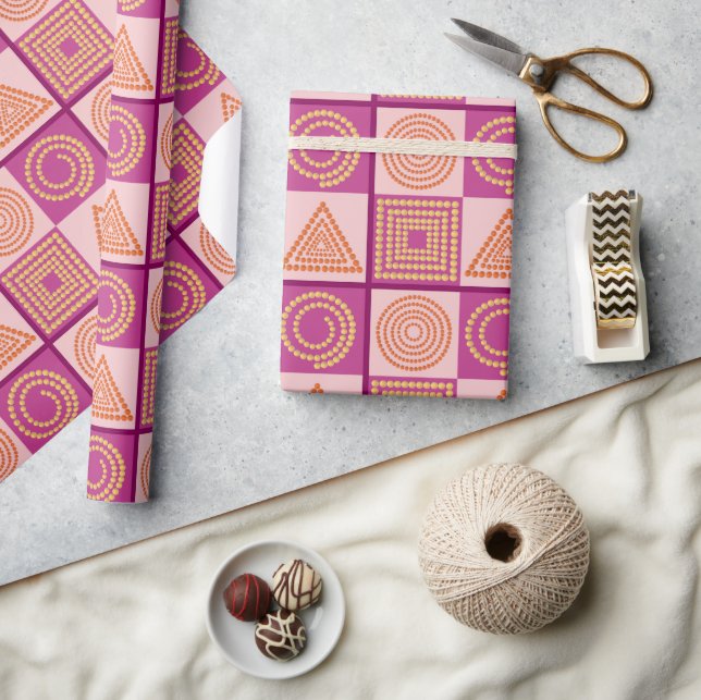 Geometric patterns in trend colors - wrapping paper (Crafts)