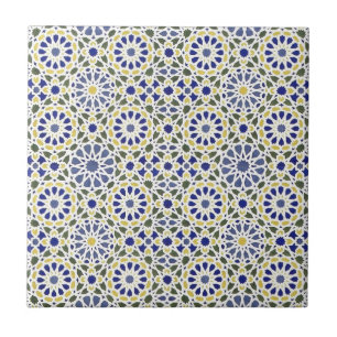 Geometric Patterns in Yellow and Blue Ceramic Tile
