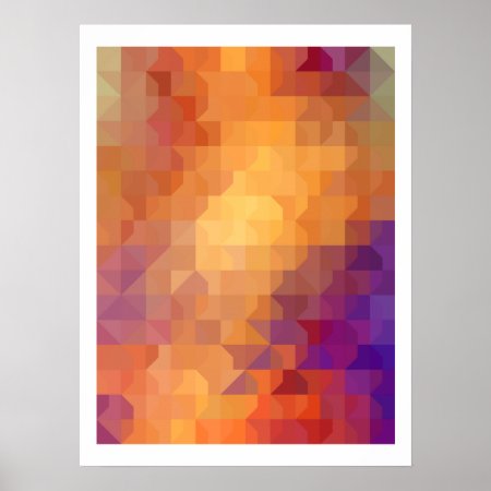 Geometric Patterns | Orange Squares And Triangles Poster