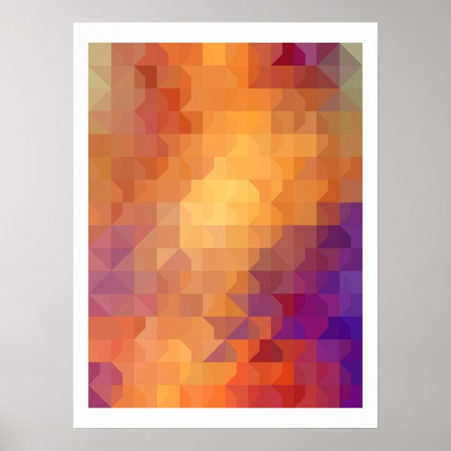 Geometric Patterns | Orange Squares and Triangles Poster (Front)