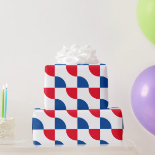 Geometric Patterns Red Blue White Custom Colors Wrapping Paper