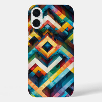 Geometric Patterns with Bold Contrasting Colors iPhone 16 Plus Case