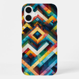 Geometric Patterns with Bold Contrasting Colors iPhone 16 Plus Case