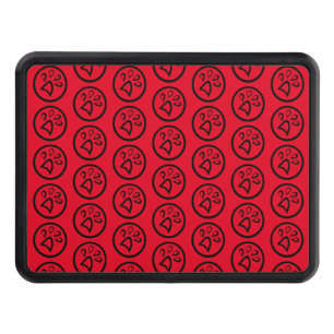 Geometric Paw Print Red Black  Hitch Cover
