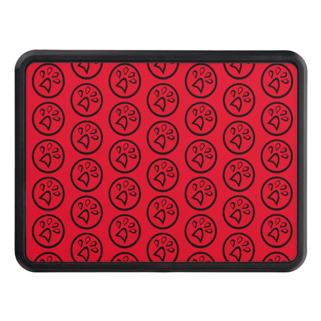 Geometric Paw Print Red Black  Hitch Cover (Front)