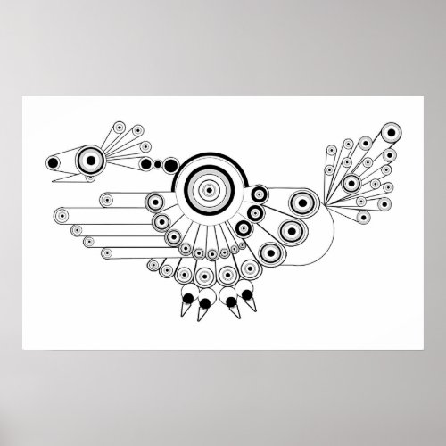 Geometric Peacock Design Poster
