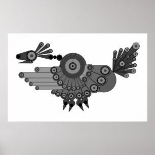 Geometric Peacock Design Poster