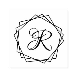 Geometric Pentagons Frame Single Initial Monogm 68 Self-inking Stamp