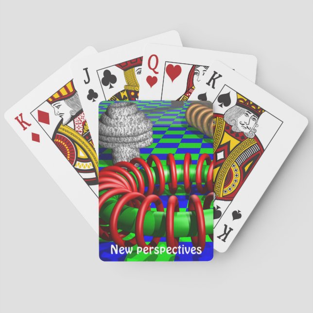 Geometric Perspective Abstract Optical Illusion Poker Cards (Back)