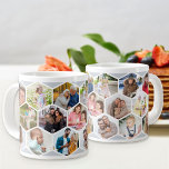 Geometric Photo Collage 17 Picture Silver Grey Giant Coffee Mug<br><div class="desc">Create your own geometric photo collage using 17 of your favorite family photos. The photo template is set up for you to add your pictures, working in rows from left to right, to form a honeycomb pattern. The hexagon design is silver grey and white - please browse my store for...</div>