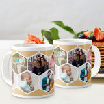 Geometric Photo Collage 9 Picture Giant Coffee Mug<br><div class="desc">Create your own geometric photo collage using 9 of your favorite family photos. The photo template is set up for you to add your pictures, working in rows from left to right, to form a honeycomb pattern. The hexagon design is honey beige and white - please browse my store for...</div>