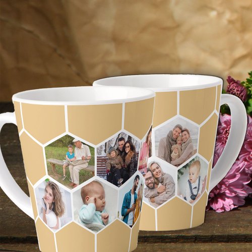 Geometric Photo Collage 9 Picture Honey Beige Latte Mug